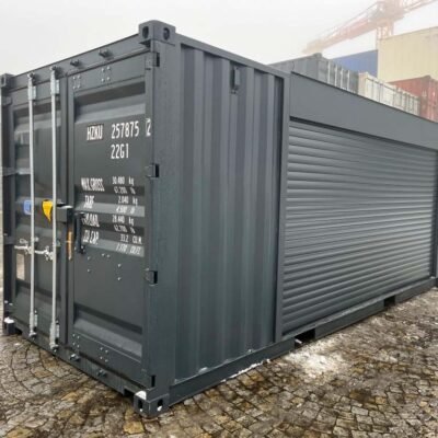20 Fuß Lagercontainer mit seitlichem Rolltor RAL 7016