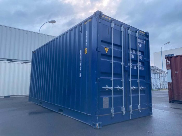 20 Fuß High Cube Container mit offener Seite, kobaltblau (3) 20 Fuß High Cube Container mit offener Seite, kobaltblau (3)