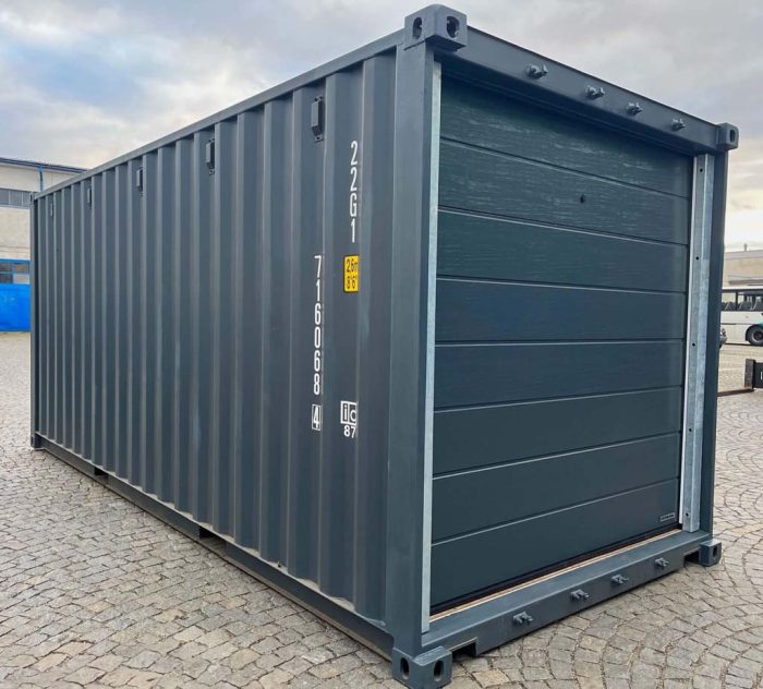 20ft Container Garage mit Sektionaltor RAL 7016 (9)