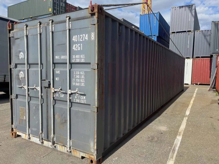 40 Fuß Container, groß, 12 m, nach mehreren Fahrten, 401, 401 274-8, RAL 7016 ( (3)