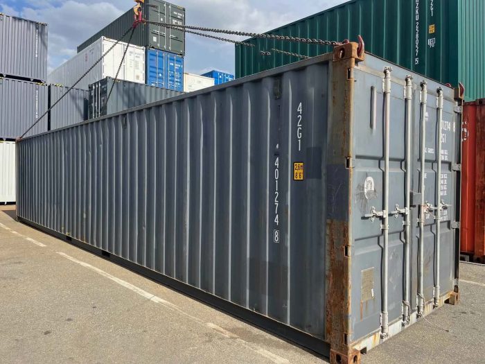 40 Fuß Container, groß, 12 m, nach mehreren Fahrten, 401, 401 274-8, RAL 7016 ( (4) 40 Fuß Container, groß, 12 m, nach mehreren Fahrten, 401, 401 274-8, RAL 7016 ( (4)